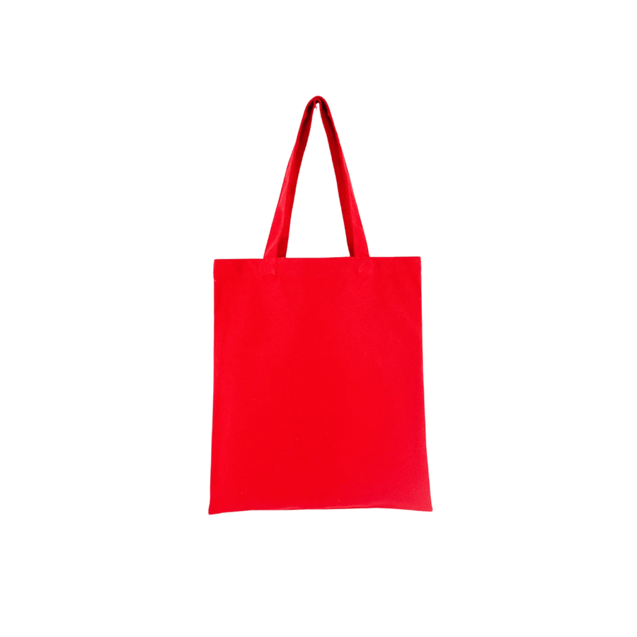 Reusable recycled red canvas ladies shopping bag grocery bag