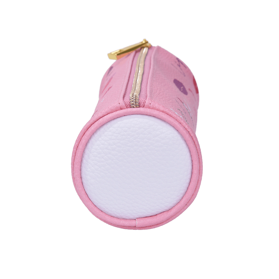 Pink ladies lipstick bag with printing and top zip closure