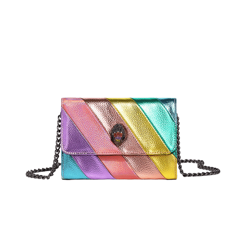Splicing PU ladies handbag with decorative hardware on the flap with magnetic snap closure