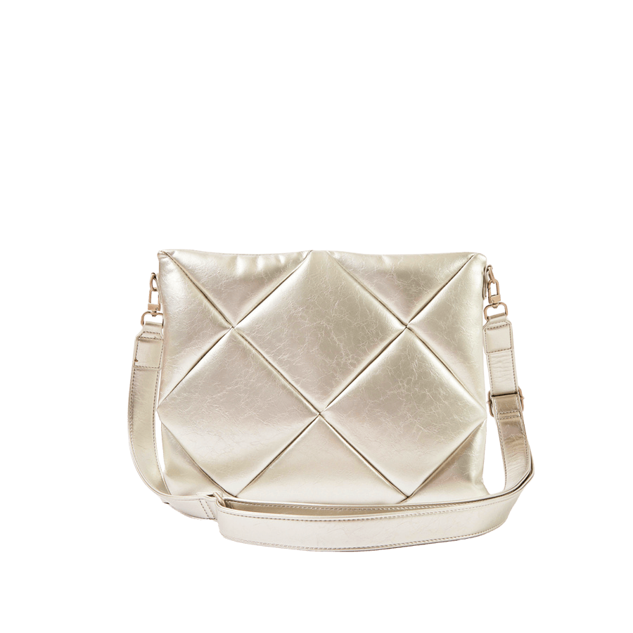 Quilting puffy laptop sleeve with magnetic snap closure and detachable shoulder strap