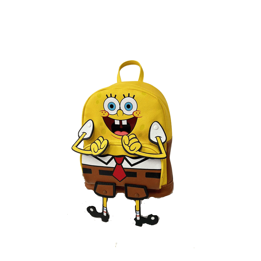 Yellow children's backpack with detachable patches and top zip closure