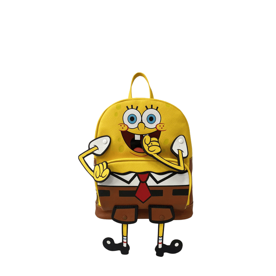 Yellow children's backpack with detachable patches and top zip closure