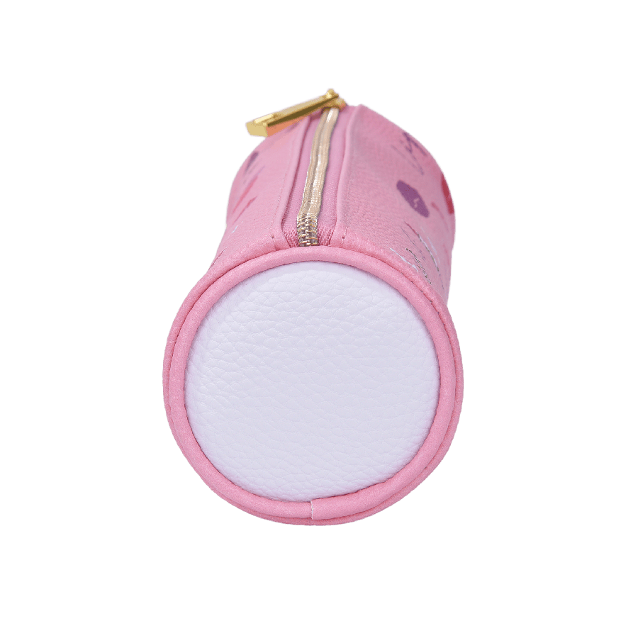 Pink ladies lipstick bag with printing and top zip closure