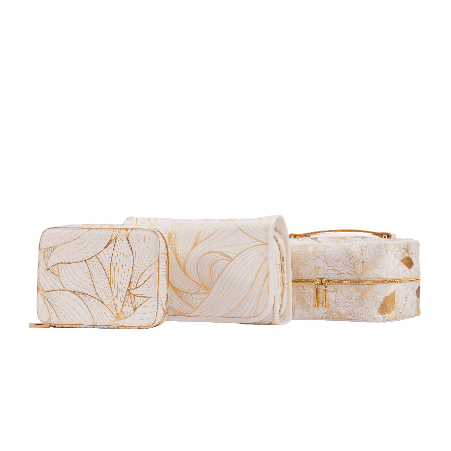 Gold printed cosmetic bag sets