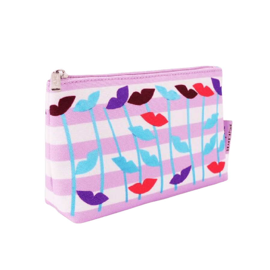 Printed ladies cosmetic bag with zip closure