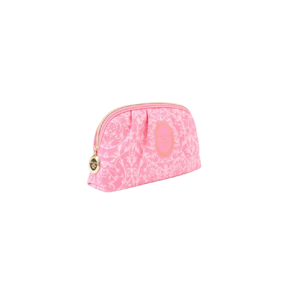 Print ladies cosmetic bag with black enemal round zip puller
