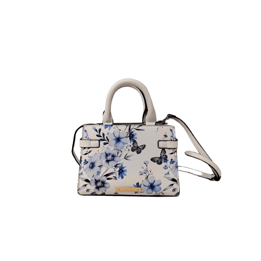 White floral printing ladies tote bag with detachable lock and lock closure