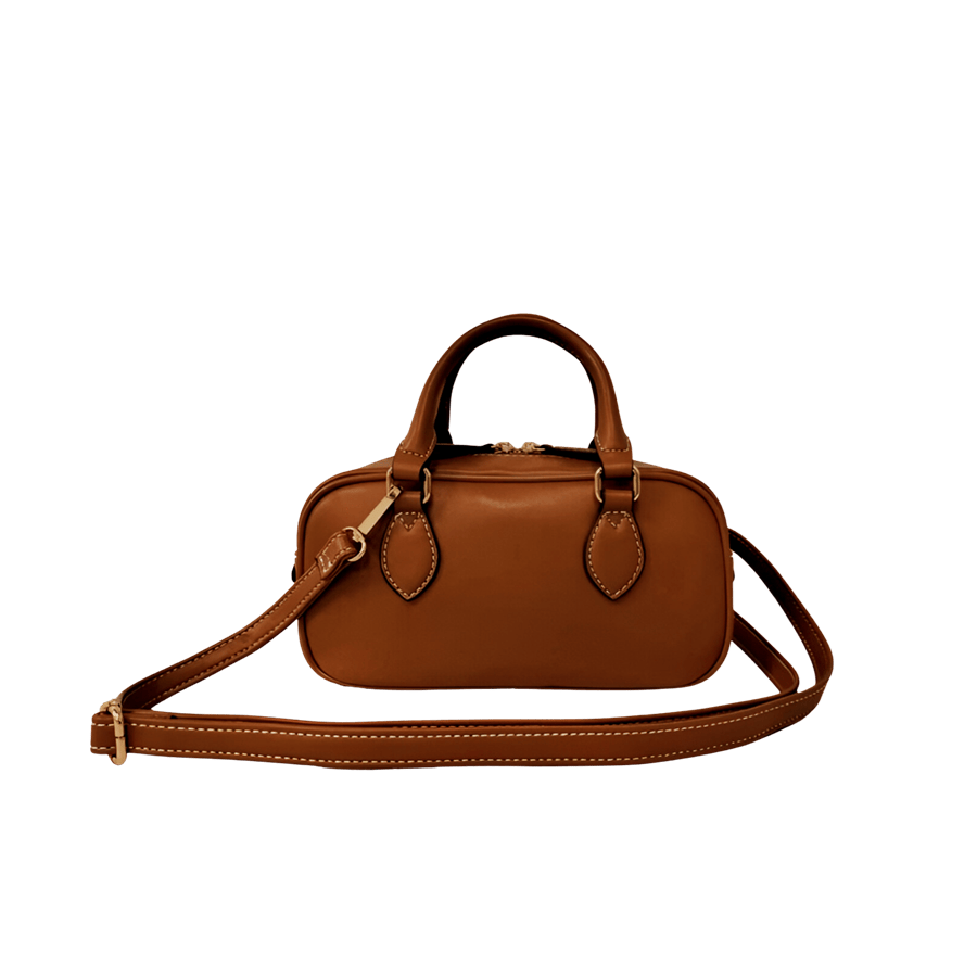 Black ladies handbag with black edge painting and double zip puller