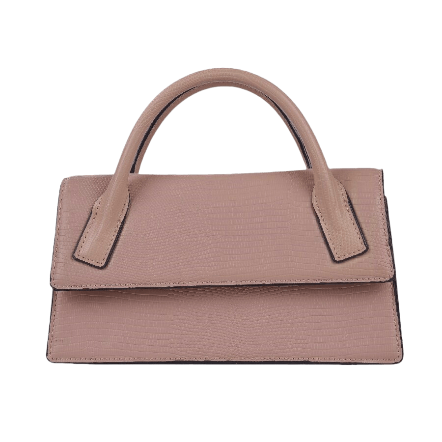 Black snake PU ladies handbag with black edge painting and magnetic snap closure
