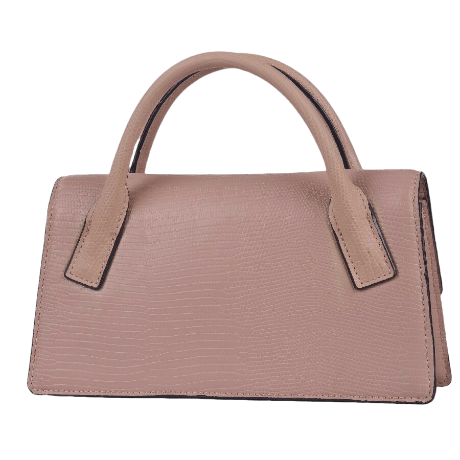 Black snake PU ladies handbag with black edge painting and magnetic snap closure