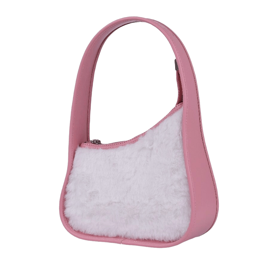 Pink structured ladies handbag with top zip closure