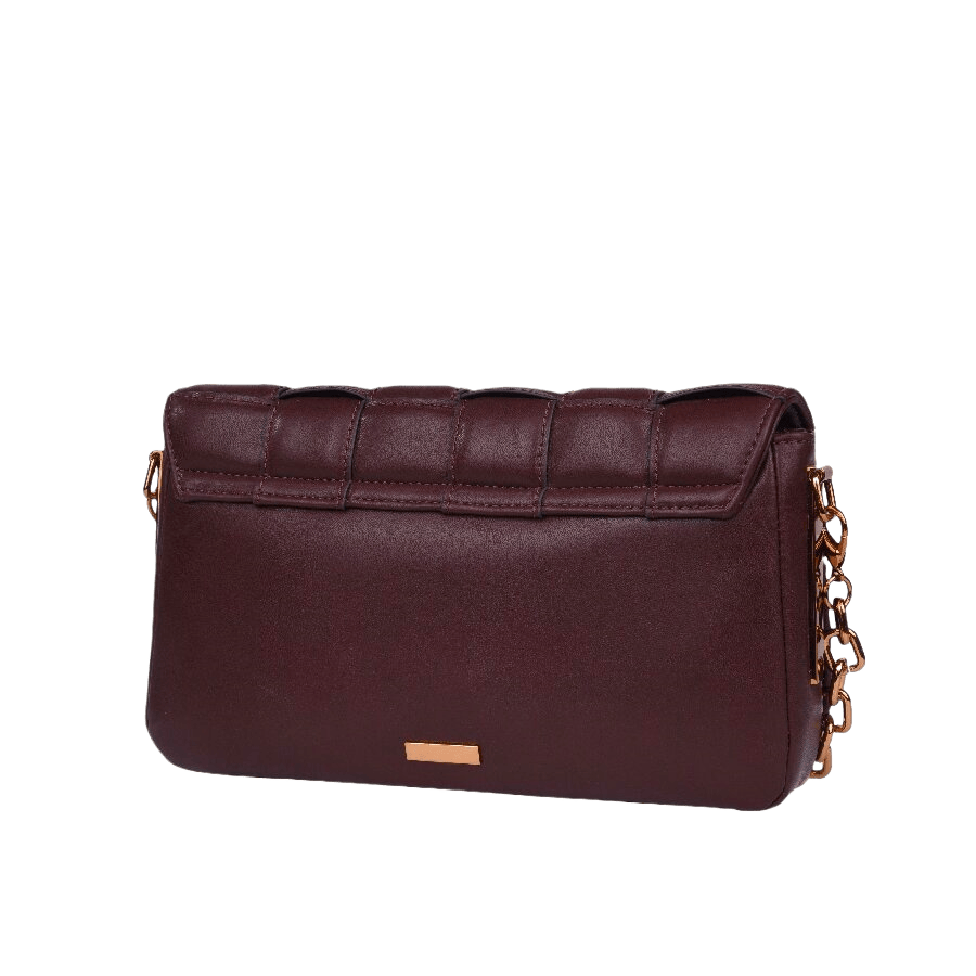 Weave PU ladies handbag with chain handle and lock closure