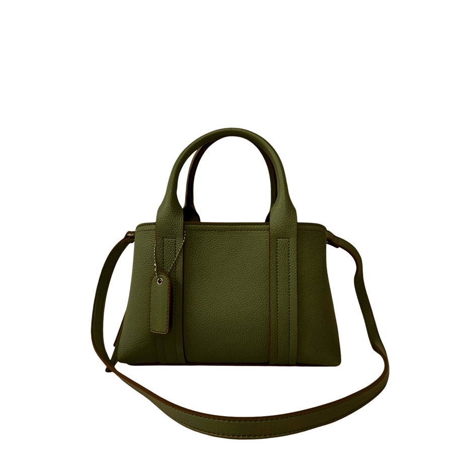 Black ladies handbag with contrast edge painting and top zip closure