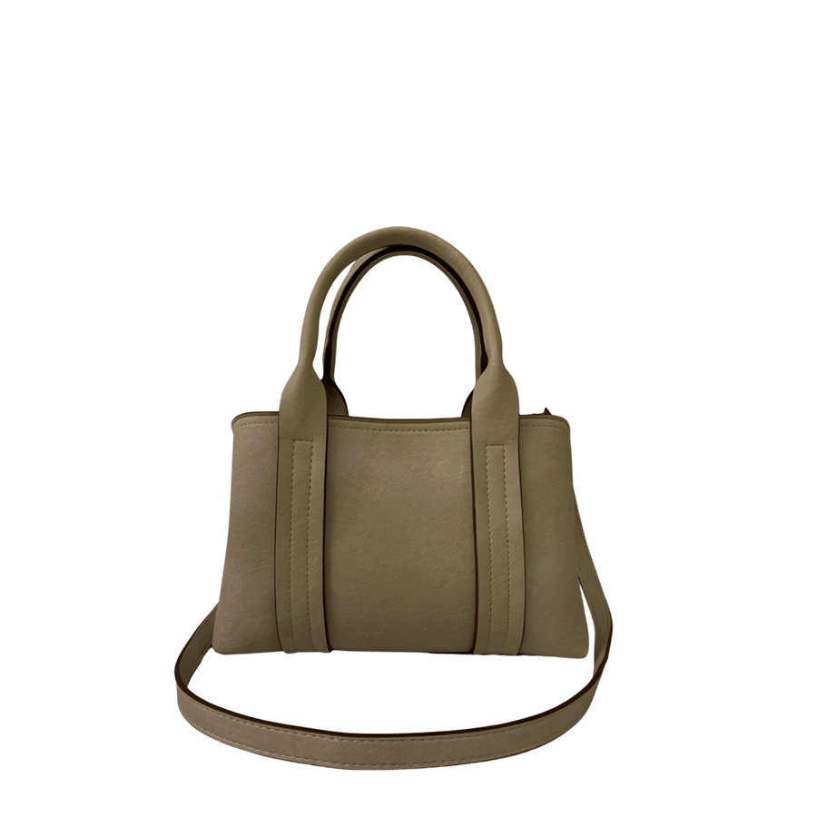 Black ladies handbag with contrast edge painting and top zip closure
