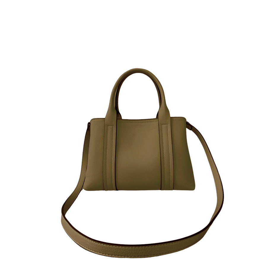 Black ladies handbag with contrast edge painting and top zip closure