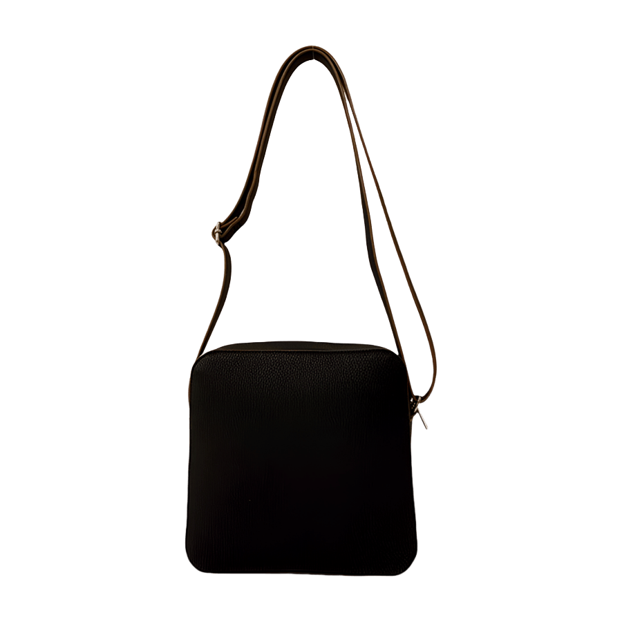 Black crossbody bag with contrast edge painting and front open pocket