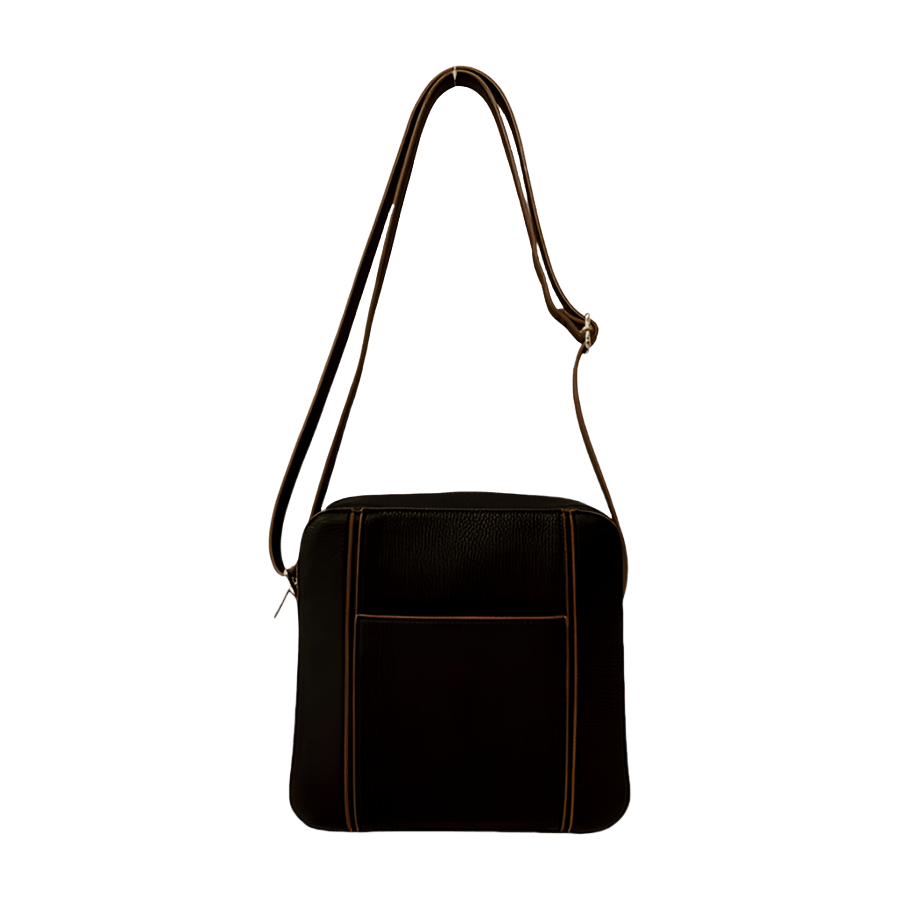 Black crossbody bag with contrast edge painting and front open pocket