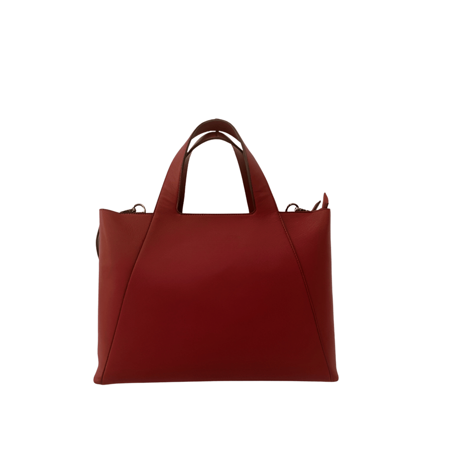 Red ladies handbag with contrast edge painting