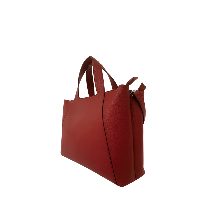 Red ladies handbag with contrast edge painting