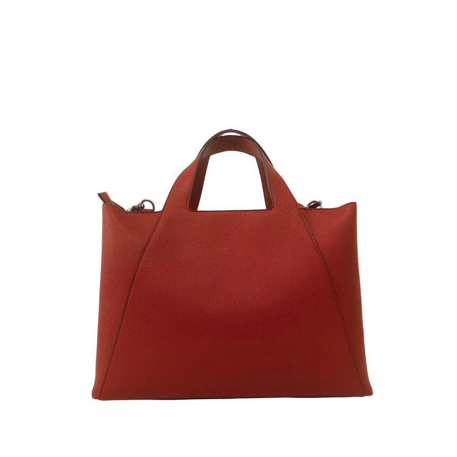 Red ladies handbag with contrast edge painting