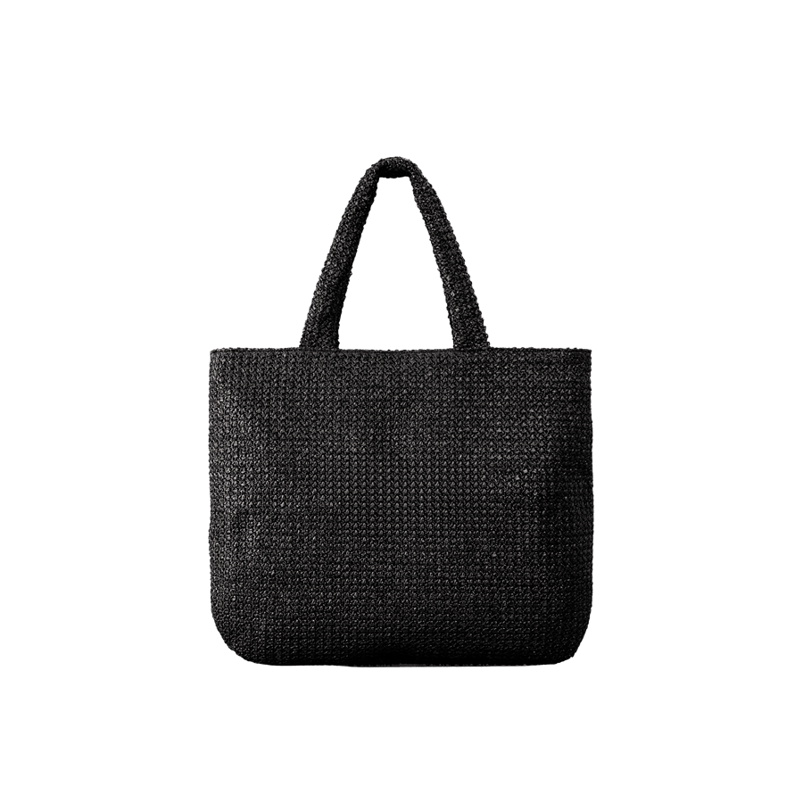 Black straw ladies tote