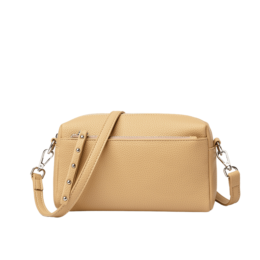 Yellow pebble PU ladies crossbody bag with detachable wrist bag