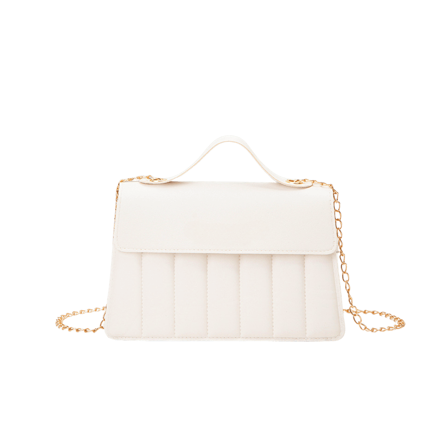 White quilting ladies handbag with magnetic snap closure