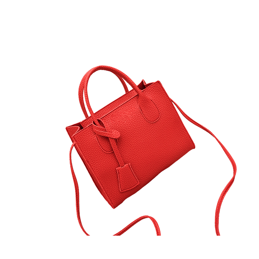 Red pebble PU ladies mini tote with PU hangtag