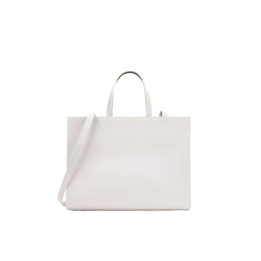 White ladies tote bag with adjustable shoulder strap