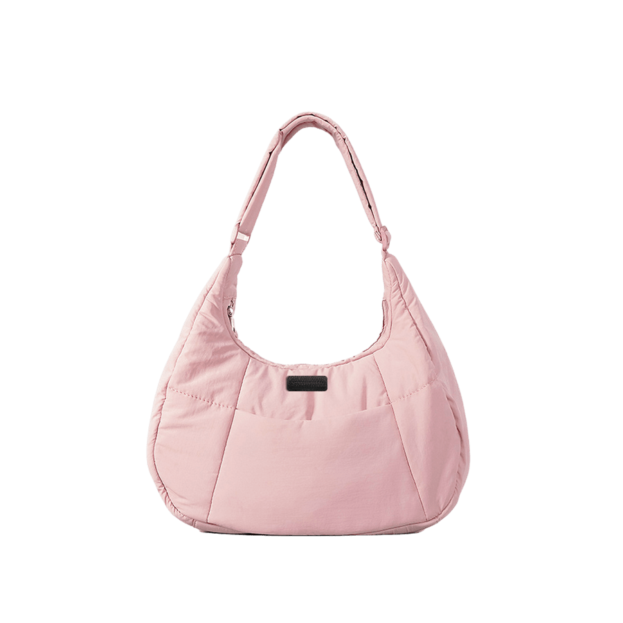 Pink quilting ladies handbag with PU patch