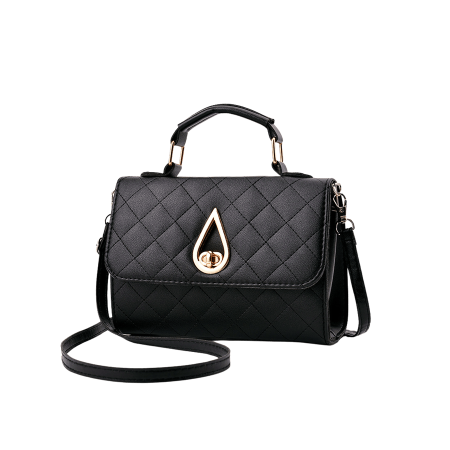 Quilting ladies handbag with decorative hardware on the flap and lock closure