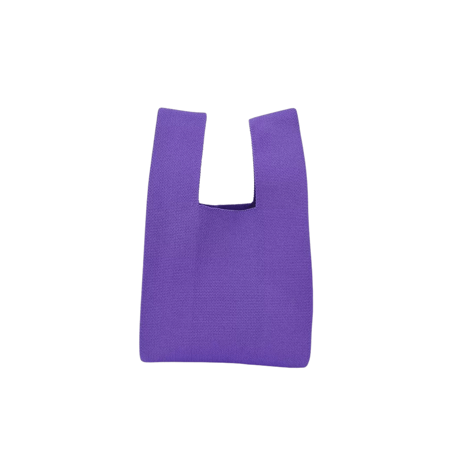 Purple knit ladies handbag
