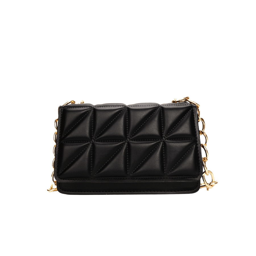 Black quilting ladies crossbody bag with magnetic snap closure