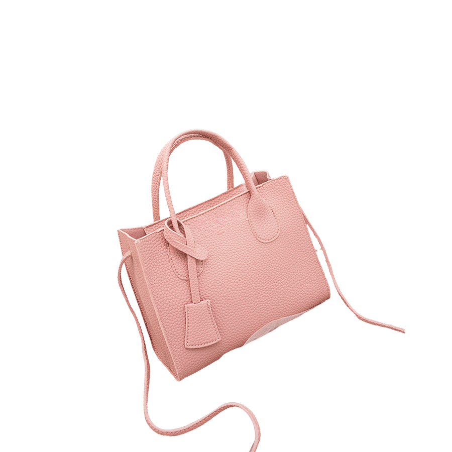 Pink pebble PU ladies tote bag with detachable PU hangtag