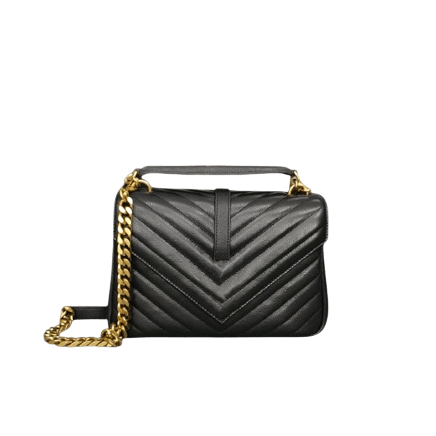 Black quilting ladies handbag with magnetic snap closure