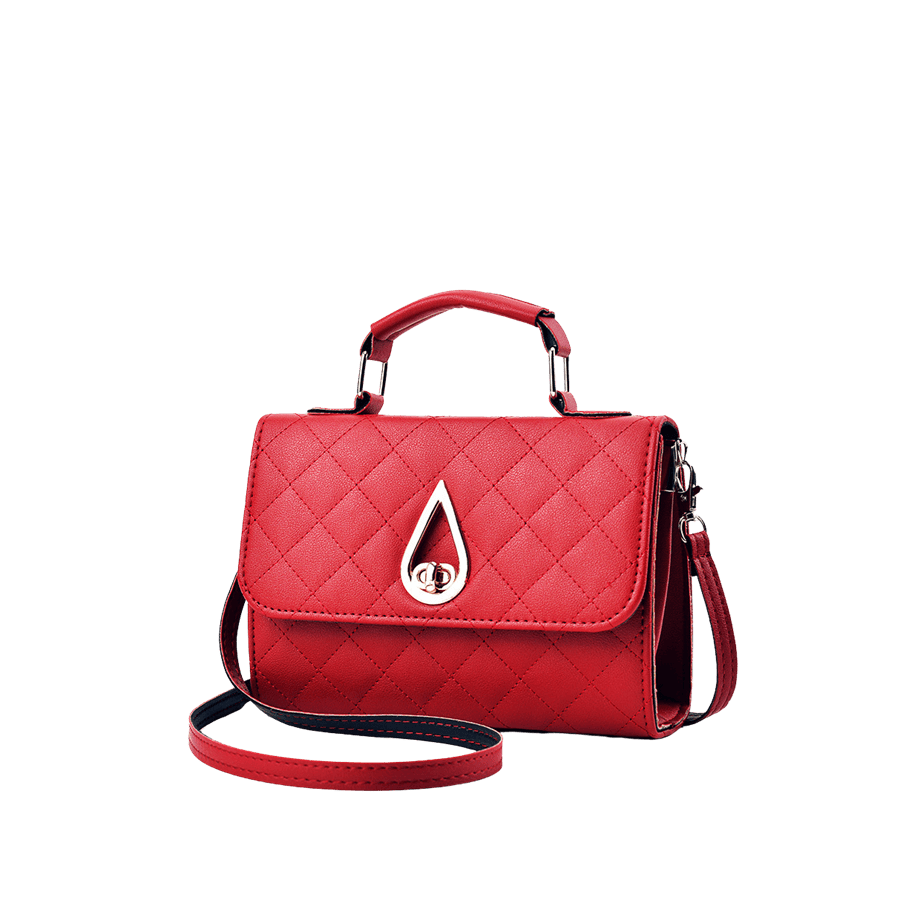 Quilting ladies handbag with decorative hardware on the flap and lock closure