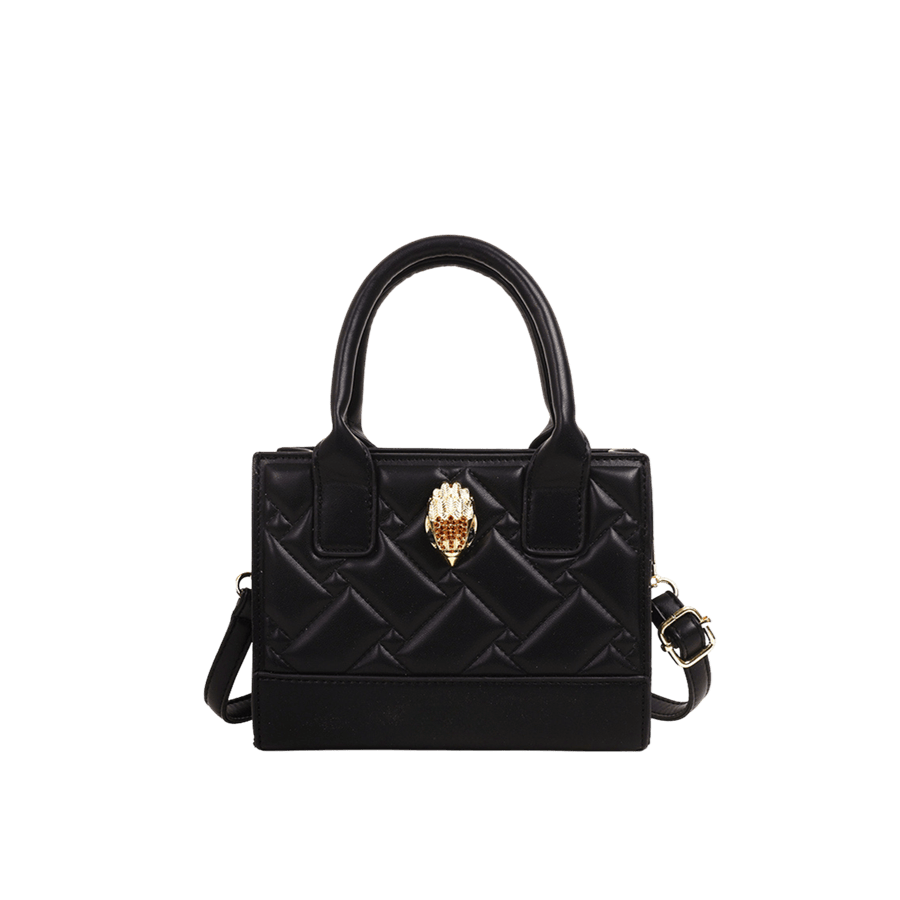 Black quilting ladies handbag with decorative hardware