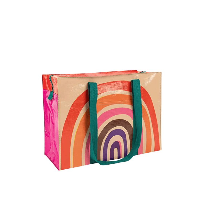 Printing plastic tote bag with top zipper closure