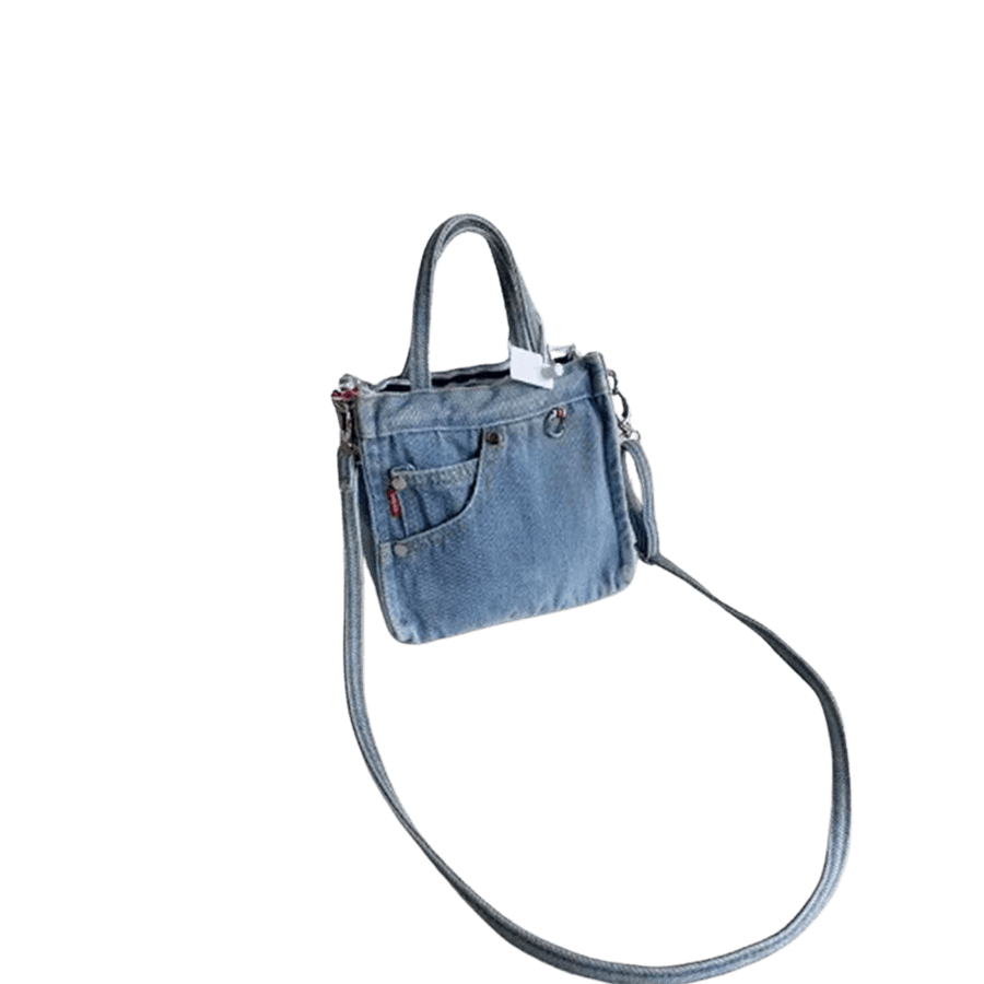 Denim ladies tote bag with front pockets