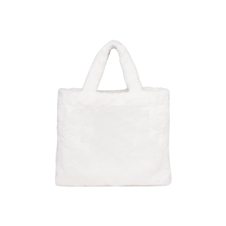 White faux fur ladies tote bag
