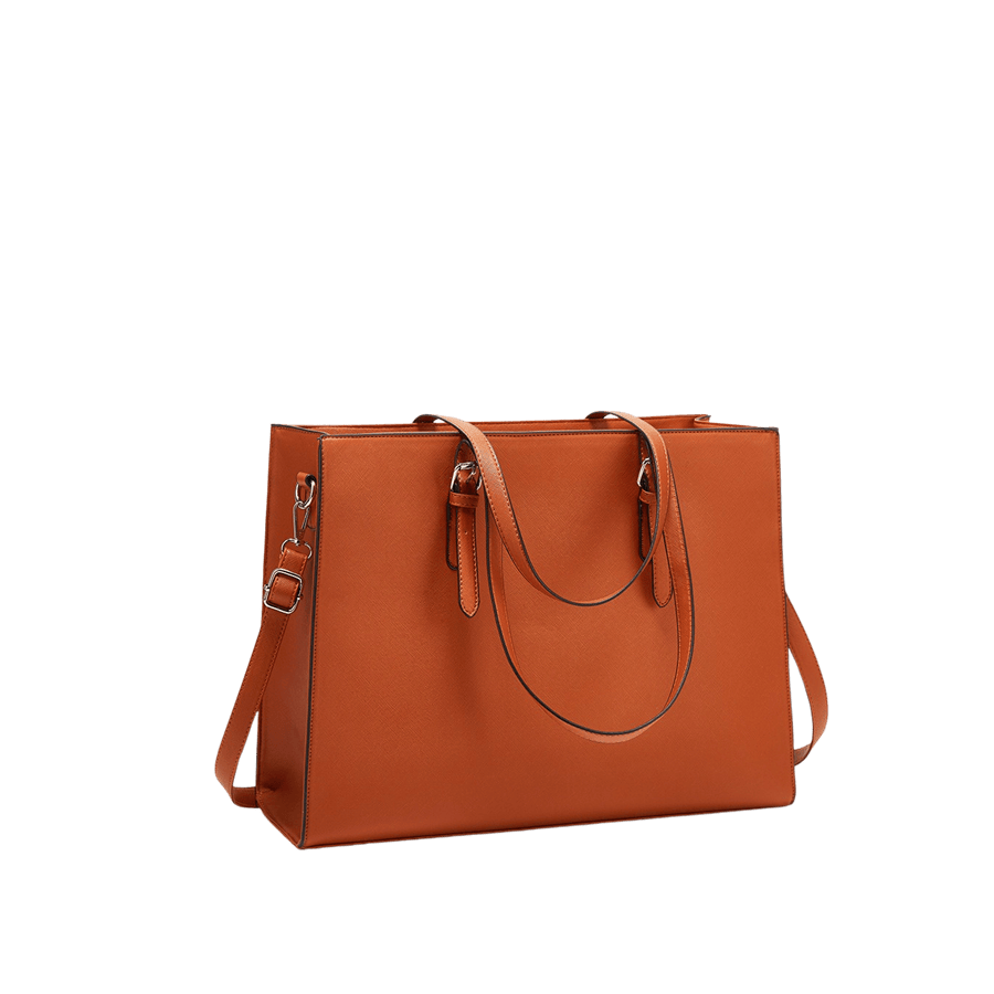 Orange ladies tote with adjustable handle and contrast edge painting