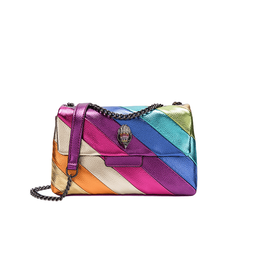 Splicing PU ladies crossbody bag with decorative hardware and contrast edge painting
