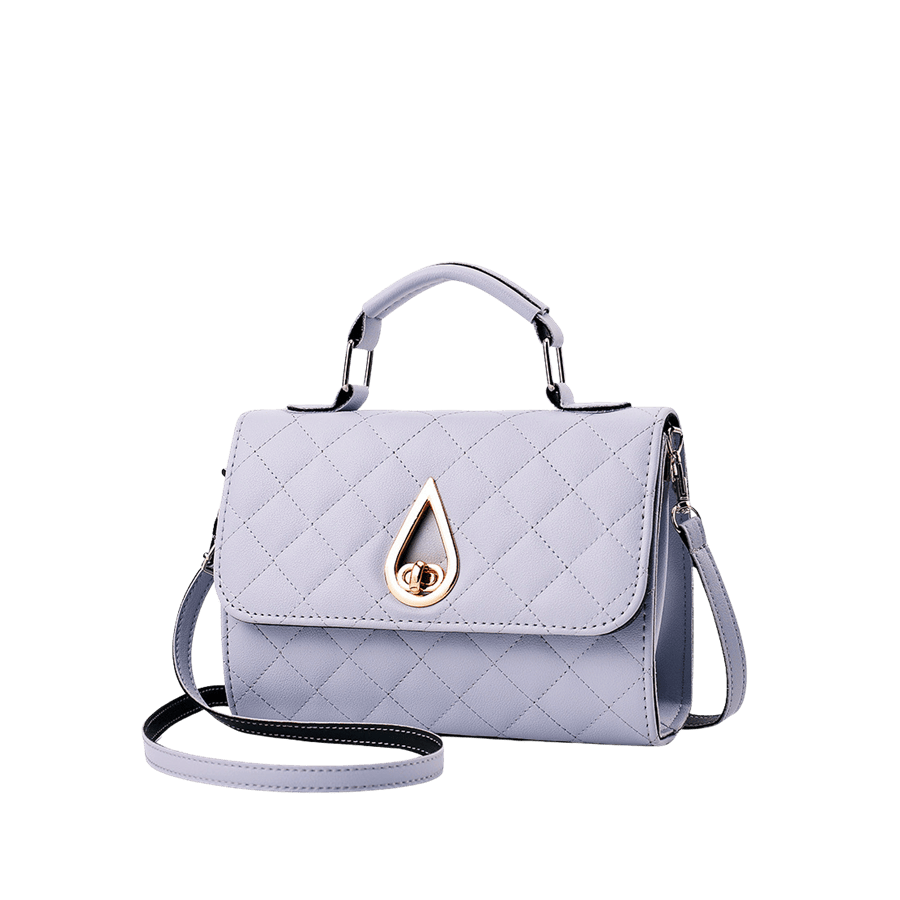 Quilting ladies handbag with decorative hardware on the flap and lock closure