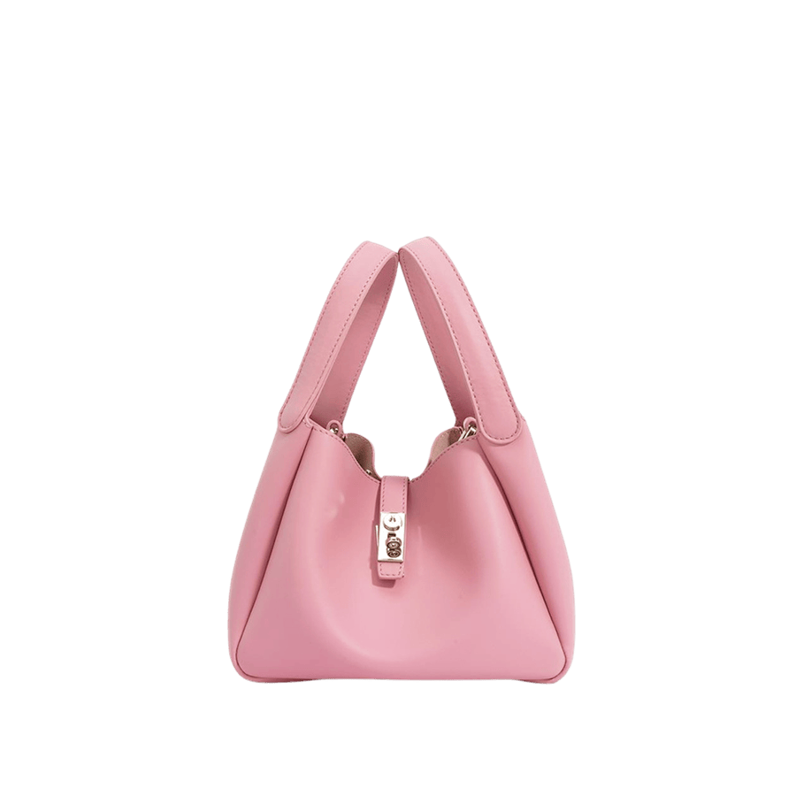 Pink ladies handbag with lock closure