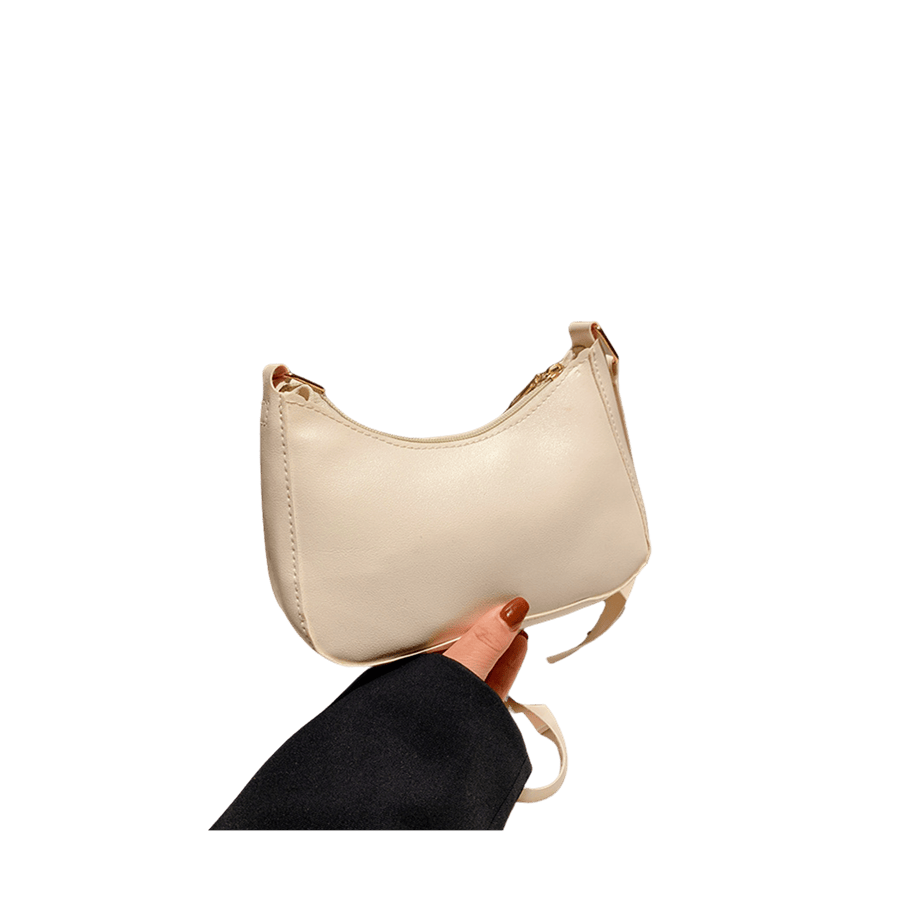 Beige ladies crossbody bag with top zip closure