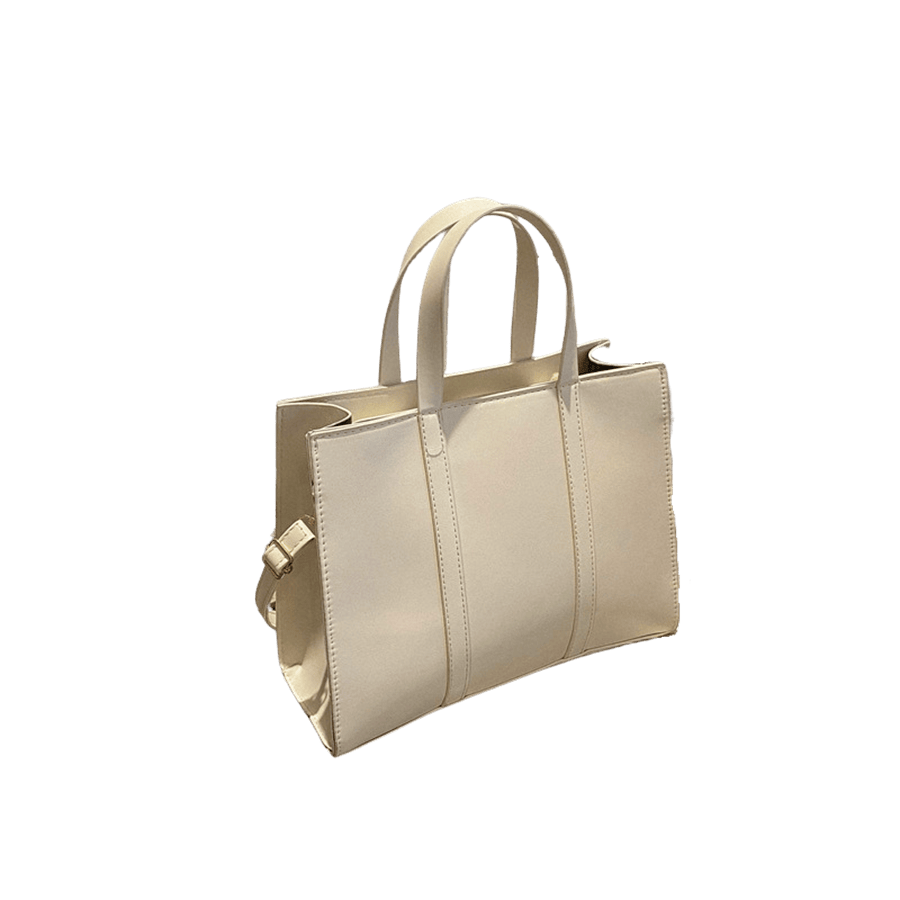 White laides tote bag with top zip closure