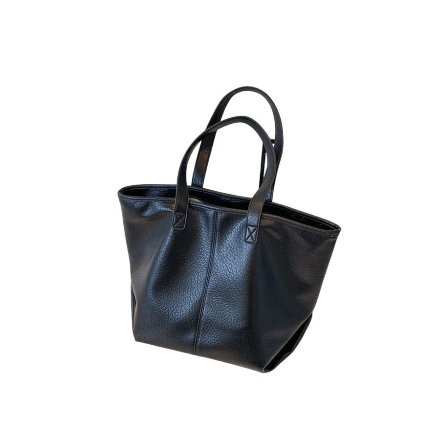 Black ladies tote bag middle stitching and binding on the top