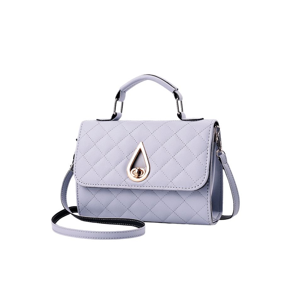 Quilting ladies handbag with decorative hardware on the flap and lock closure