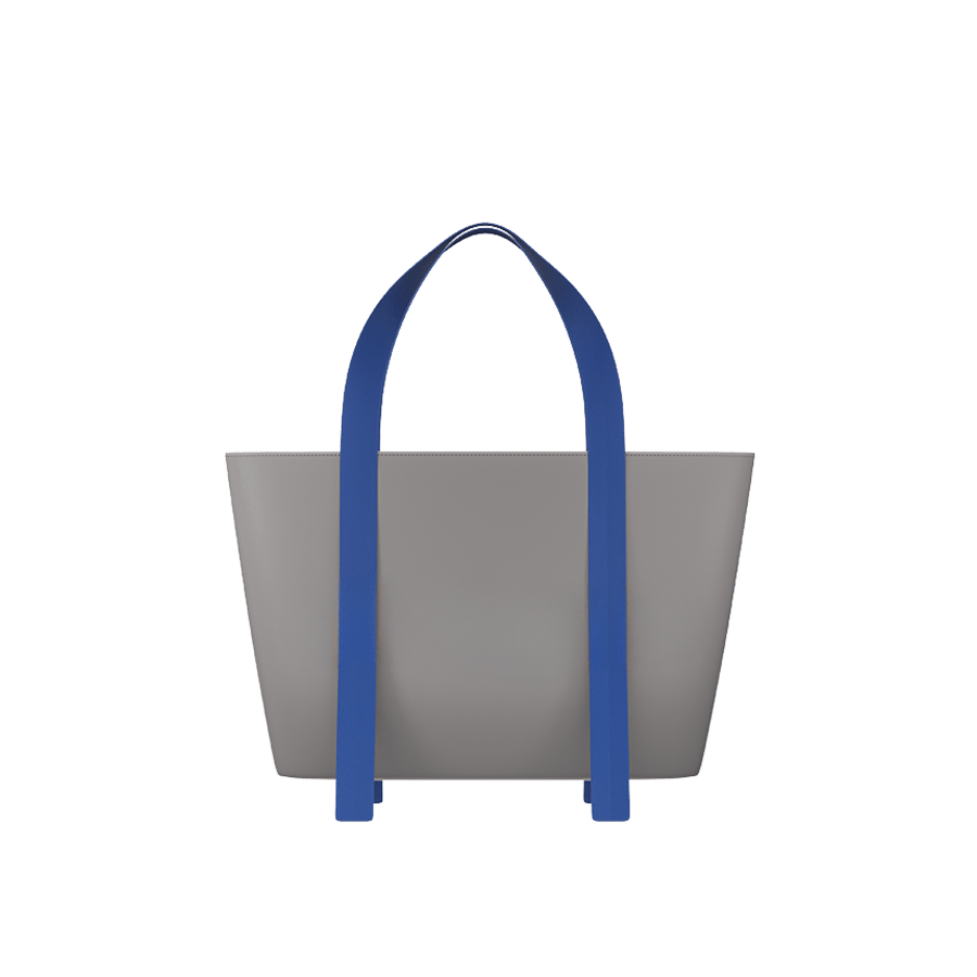 Grey ladies tote bag with blue handle