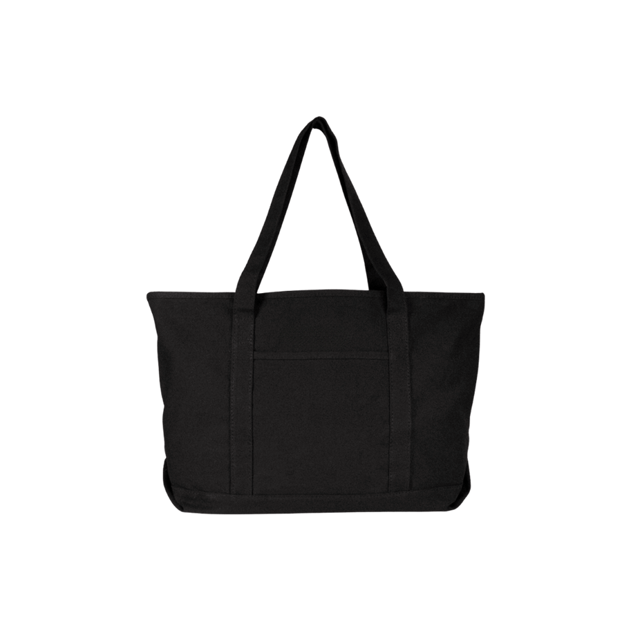 Black canvas ladies tote bag with front open pocket